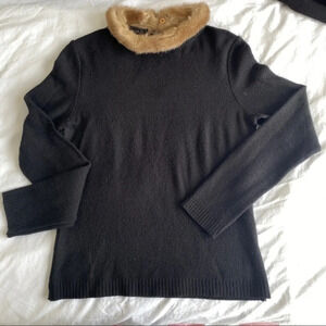 Top fur collar Kookai Vintage M Black long sleeves
